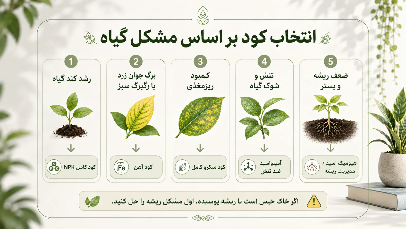 انتخاب کود بر اساس مشکل گیاه راهنمای انتخاب کود بر اساس مشکل گیاه آپارتمانی