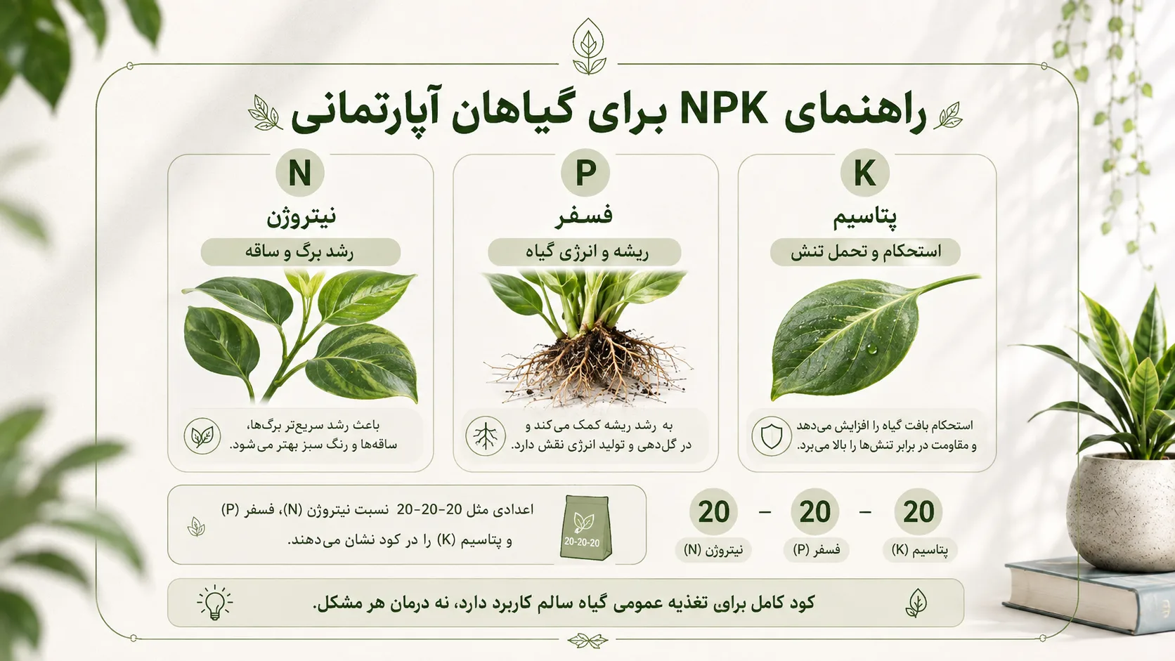 راهنمای NPK برای گیاهان آپارتمانی راهنمای NPK برای گیاهان آپارتمانی و معنی نیتروژن فسفر پتاسیم