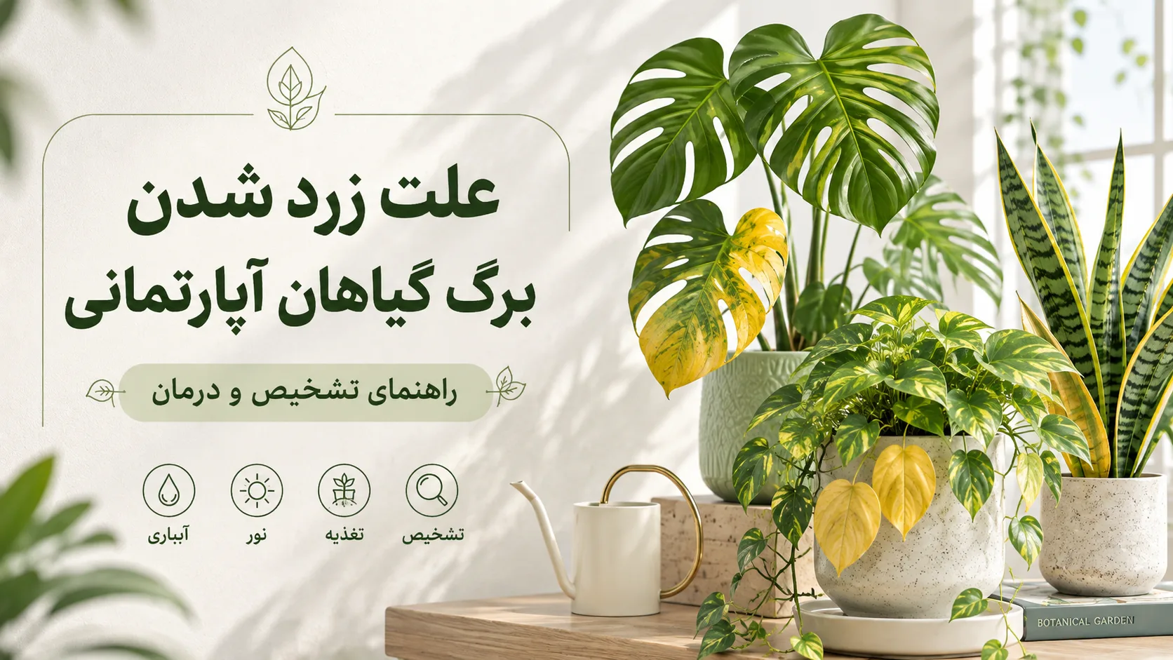 علت زرد شدن برگ گیاهان آپارتمانی؛ ۱۴ علت + درمان