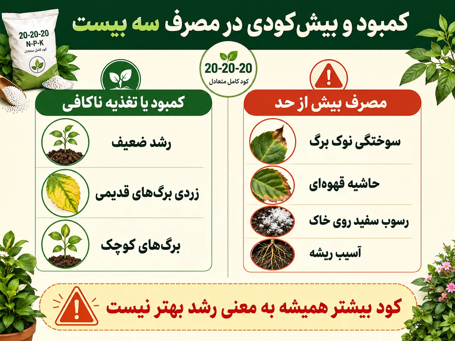 کمبود و بیش کودی در مصرف سه بیست مقایسه کمبود تغذیه و بیش کودی در مصرف کود سه بیست