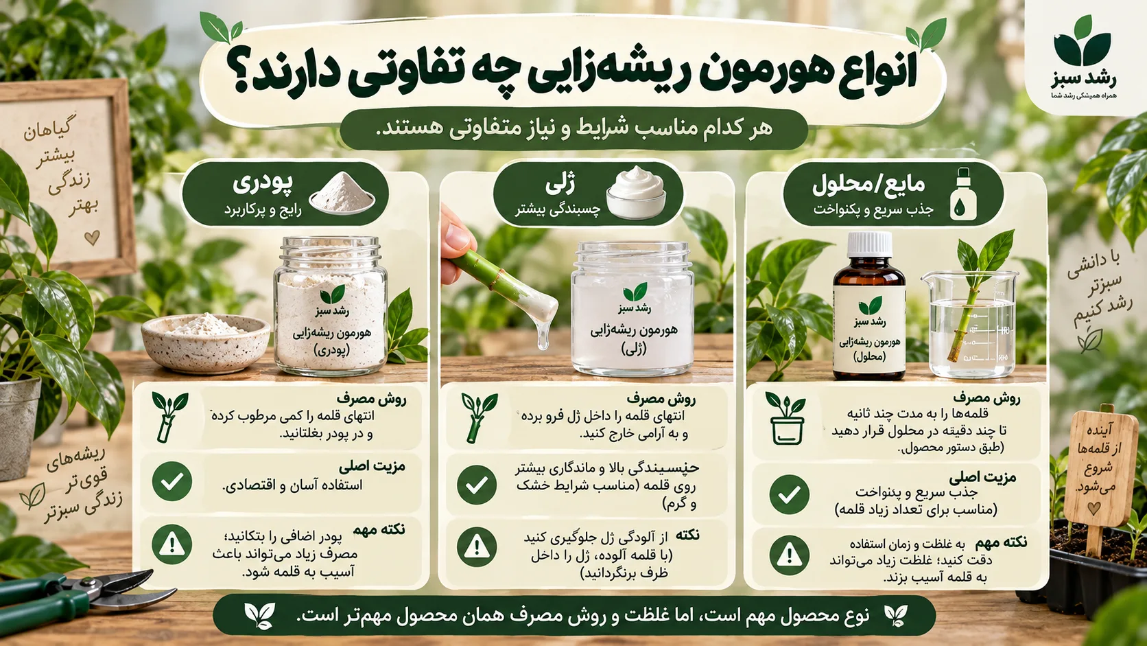 انواع هورمون ریشه زایی چه تفاوتی دارند تفاوت انواع هورمون ریشه زایی پودری ژلی و مایع